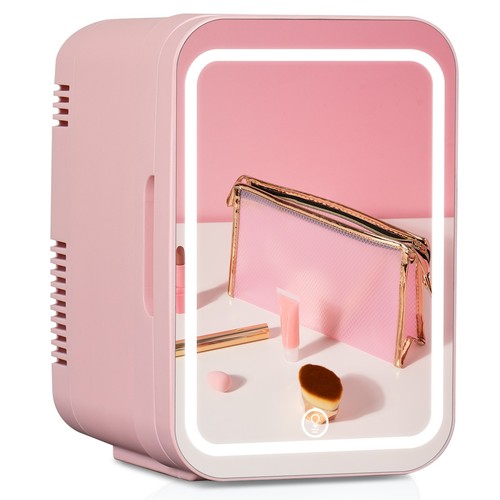 Pink led mirror mini fridge - 4l,